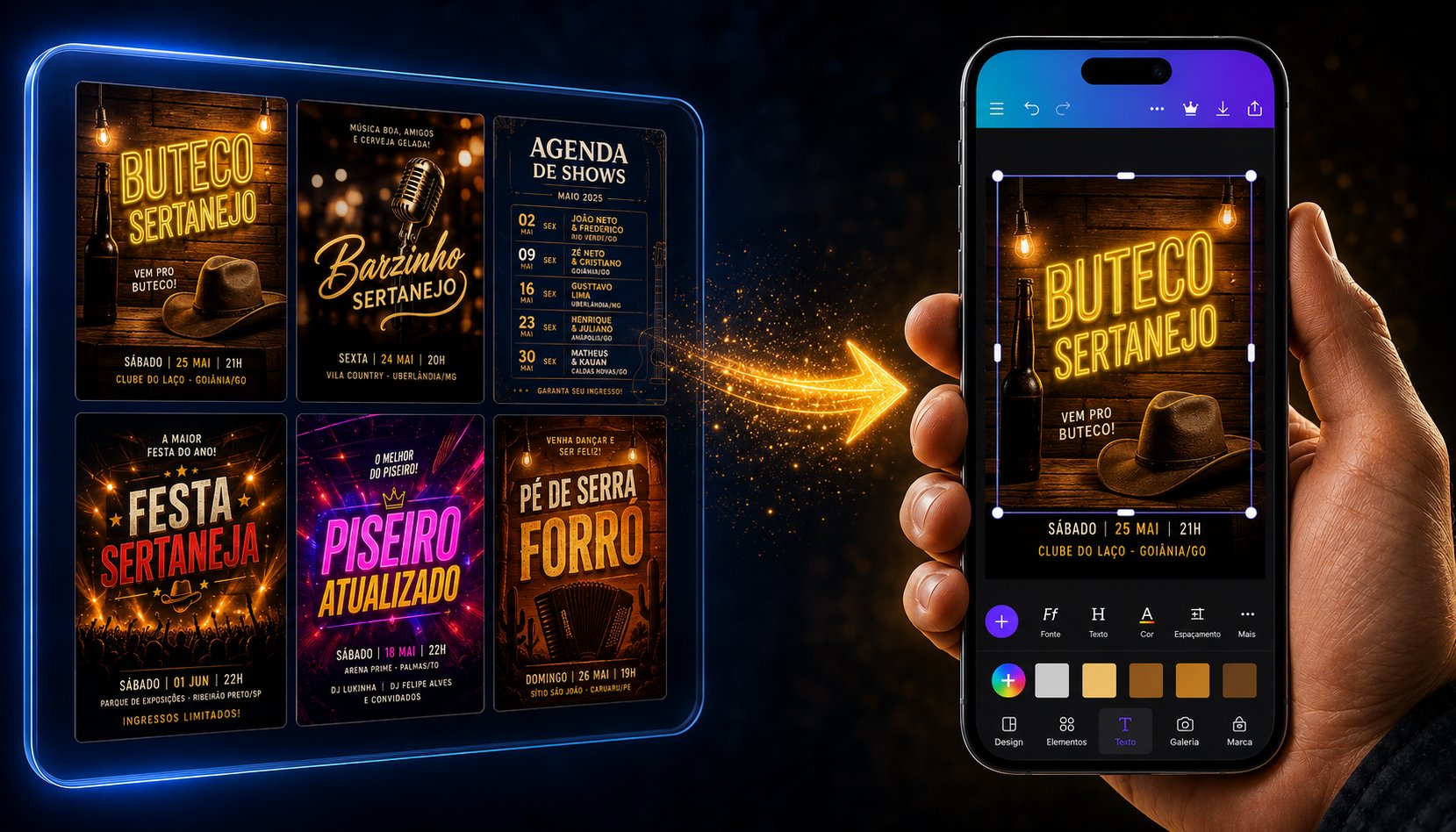 Mais de 5.000 artes editáveis no Canva pelo celular